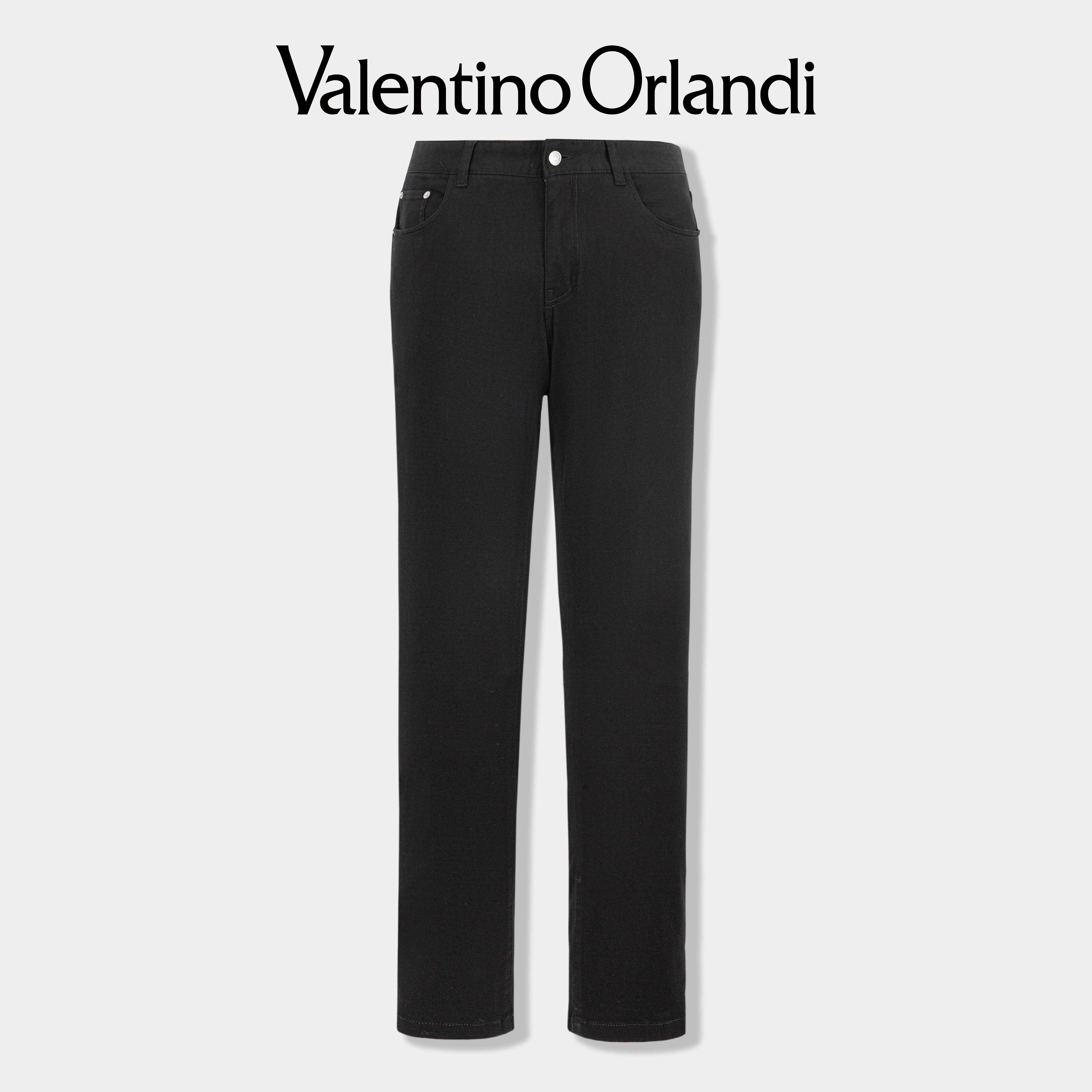 Valentino orlandi男士春夏经典时尚百搭休闲裤黑色直筒长裤