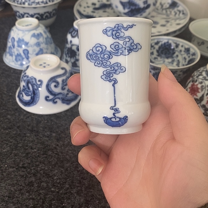 瓷【至坤承器】祥云闻香杯