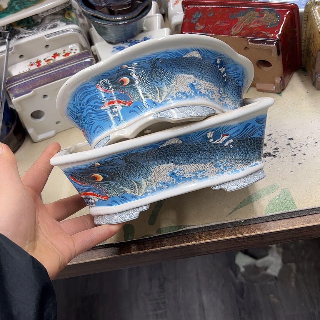 紫砂花盆龙鱼福利21/17/7cm2个