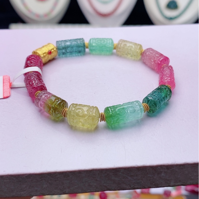 【闪购商品】碧玺手链18K金镶嵌碧玺手链