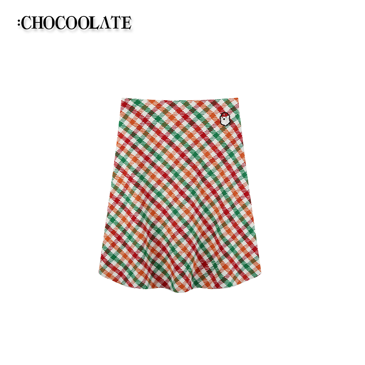 ：CHOCOOLATE复古彩虹格半身裙高腰显瘦A字裙6164-1700379