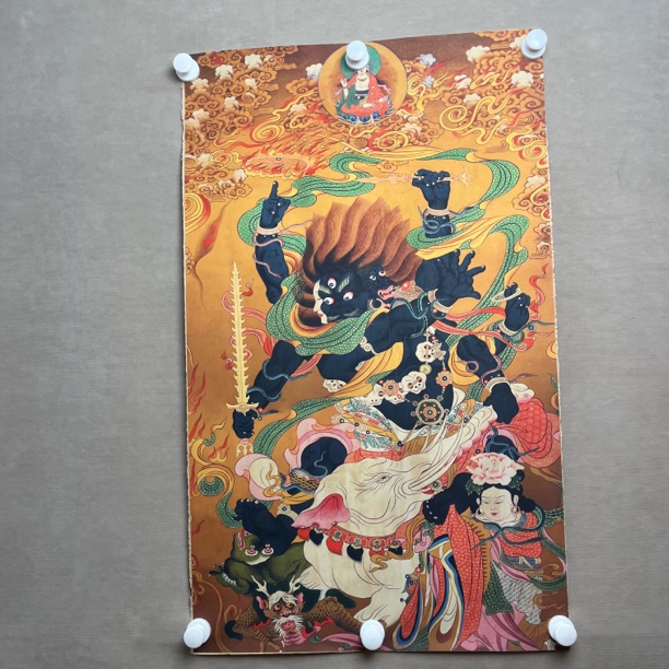 高端精品文殊菩萨忿怒像绘画类唐卡AA14