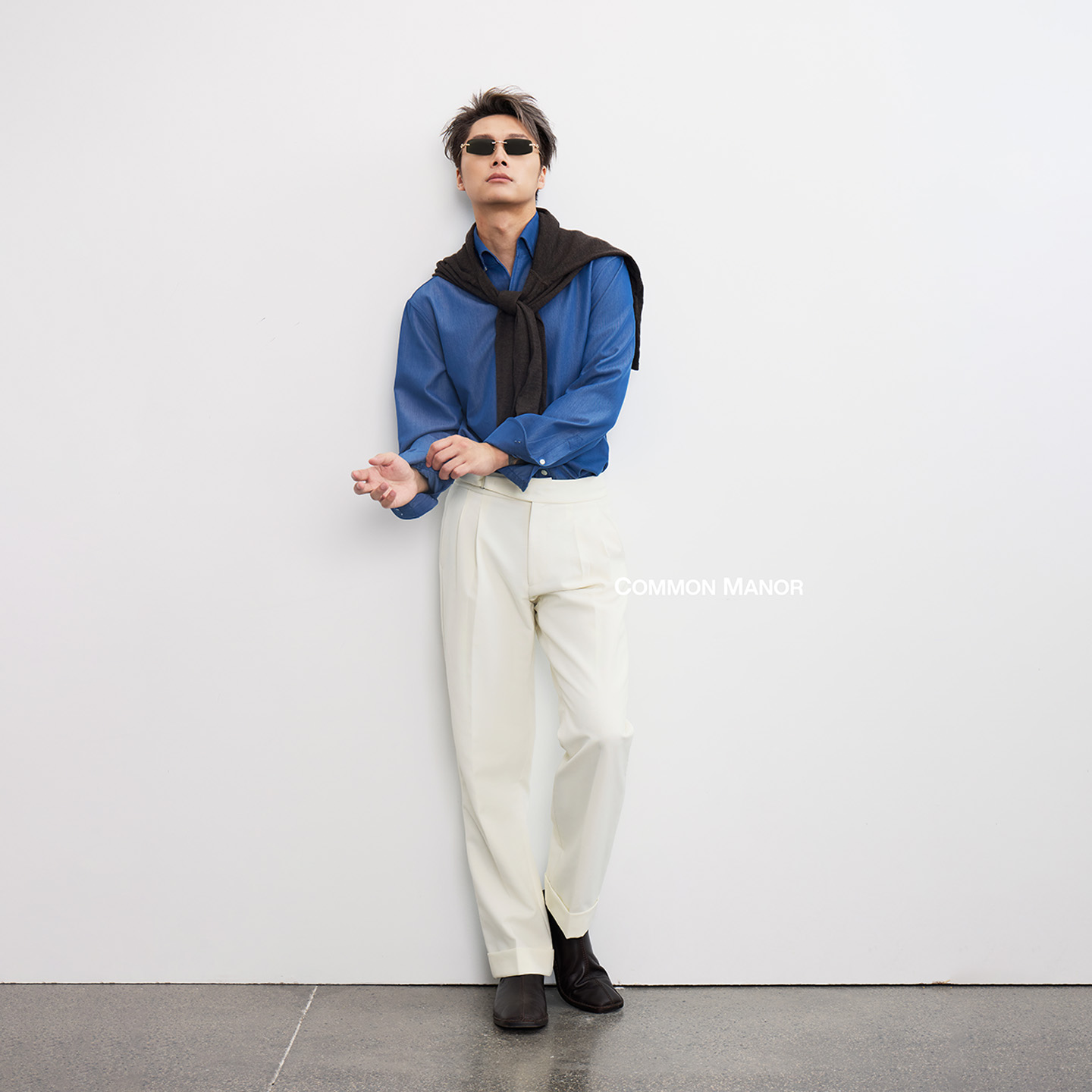 COM25AW【那不勒斯一片领2.0】定染丽赛纤维意式宽肩仿牛仔衬衫