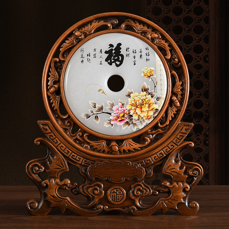 玉石平安扣摆件批发家居客厅酒柜电视柜装饰摆设乔迁送礼开业礼品