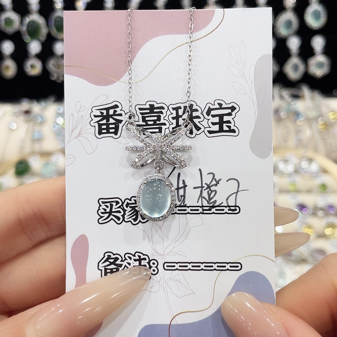 蛇纹石玉银S925镶嵌颈饰甜**～吊坠