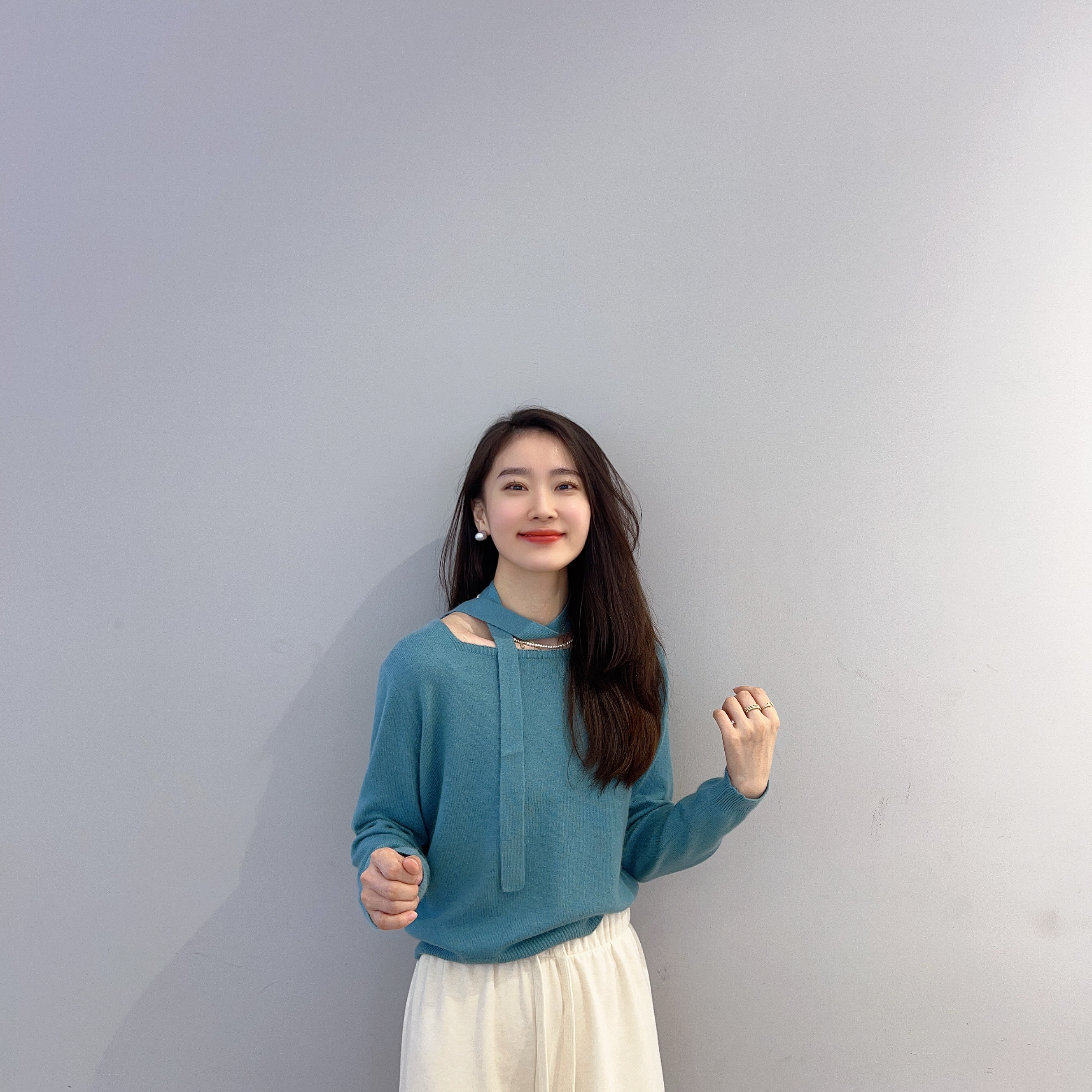 方领飘带针织衫冬装新款女装短款上衣多巴胺气质百搭女人暖 5C135