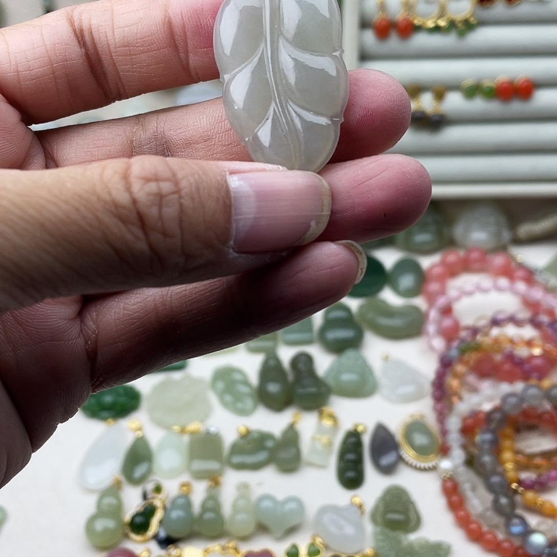 和田玉银S925镶嵌吊坠(不含链)