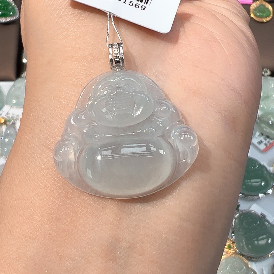 翡翠18K金镶嵌吊坠(不含链)佛公