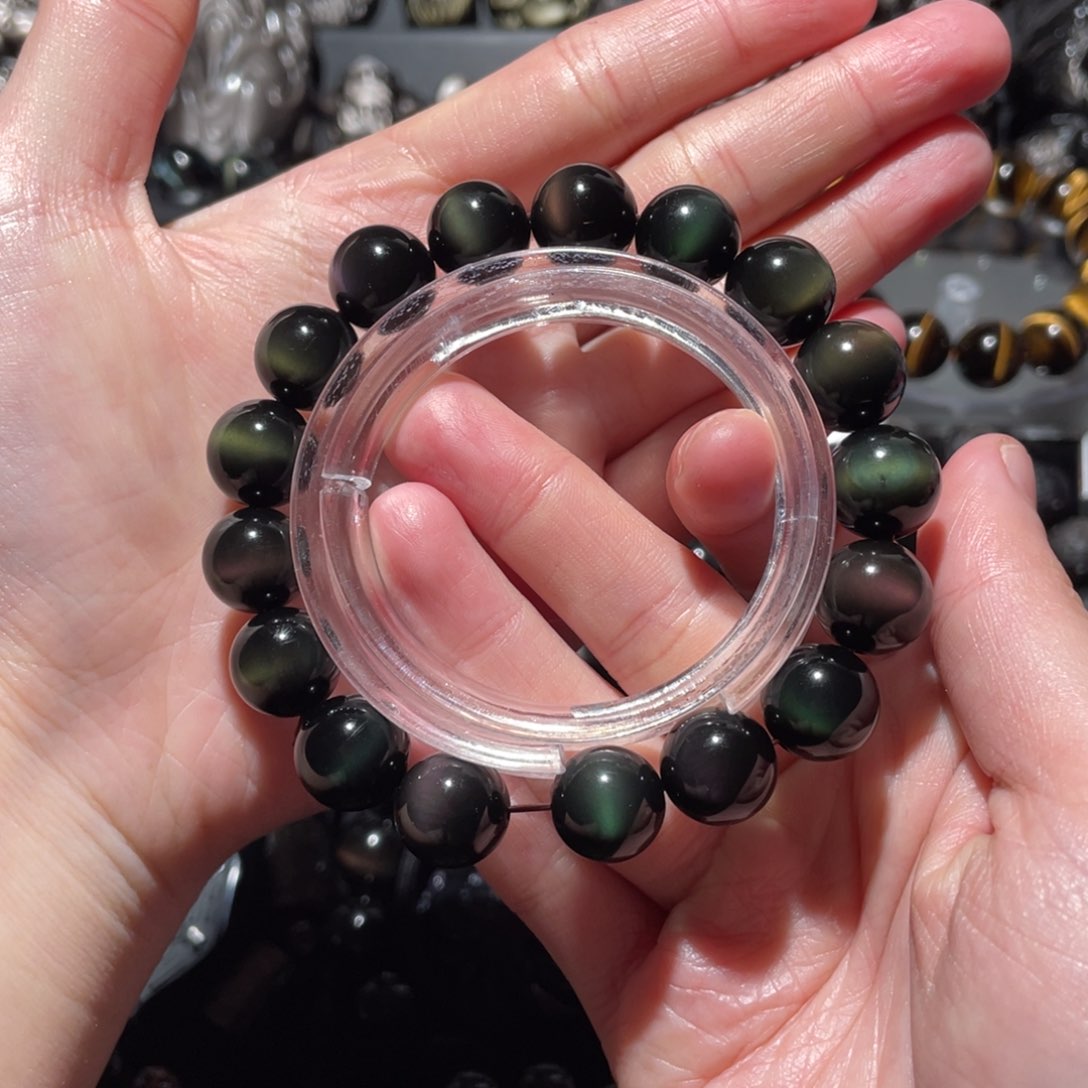 黑曜岩手串未镶嵌熬****人