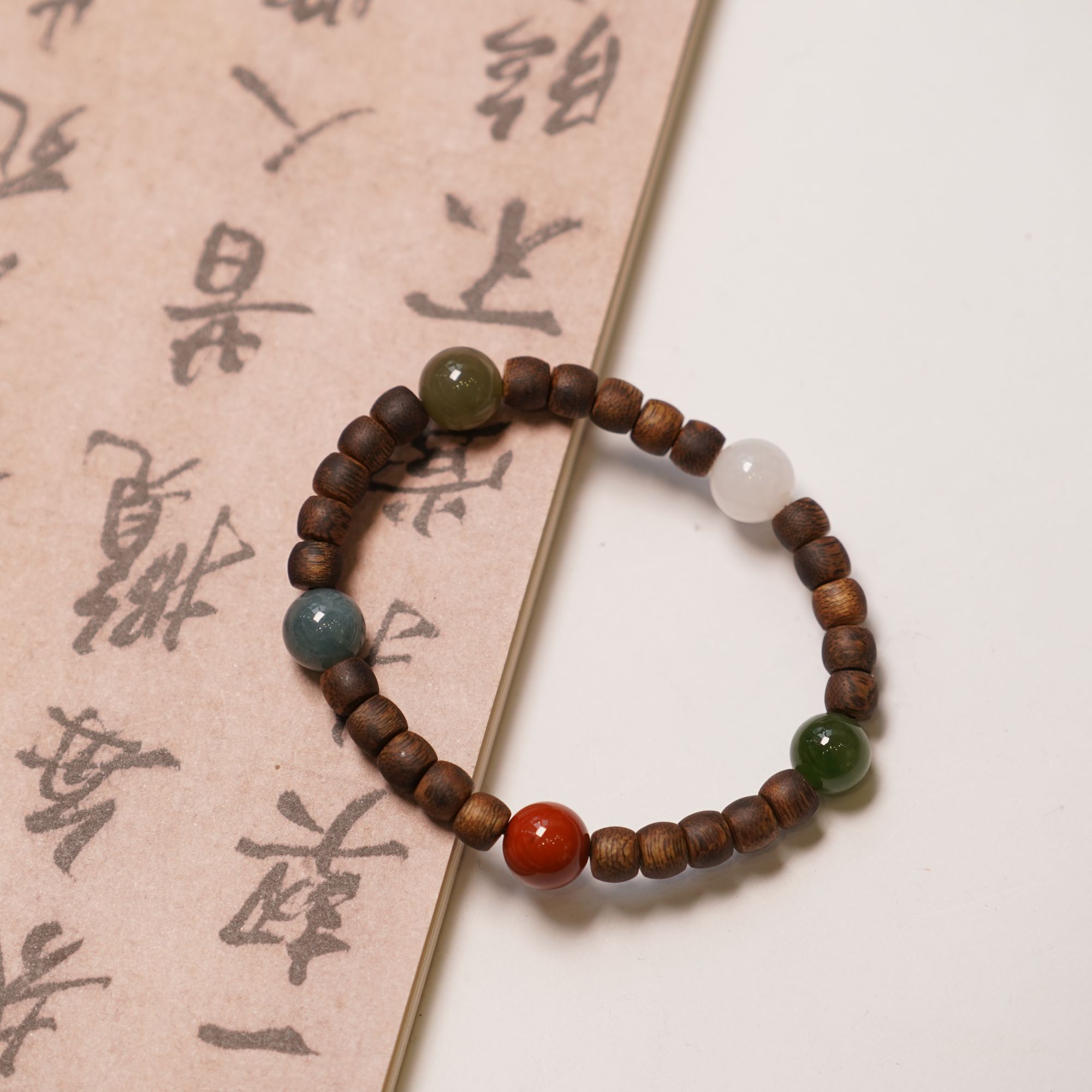 沉香和田玉蓝翡手串ZC10A13138