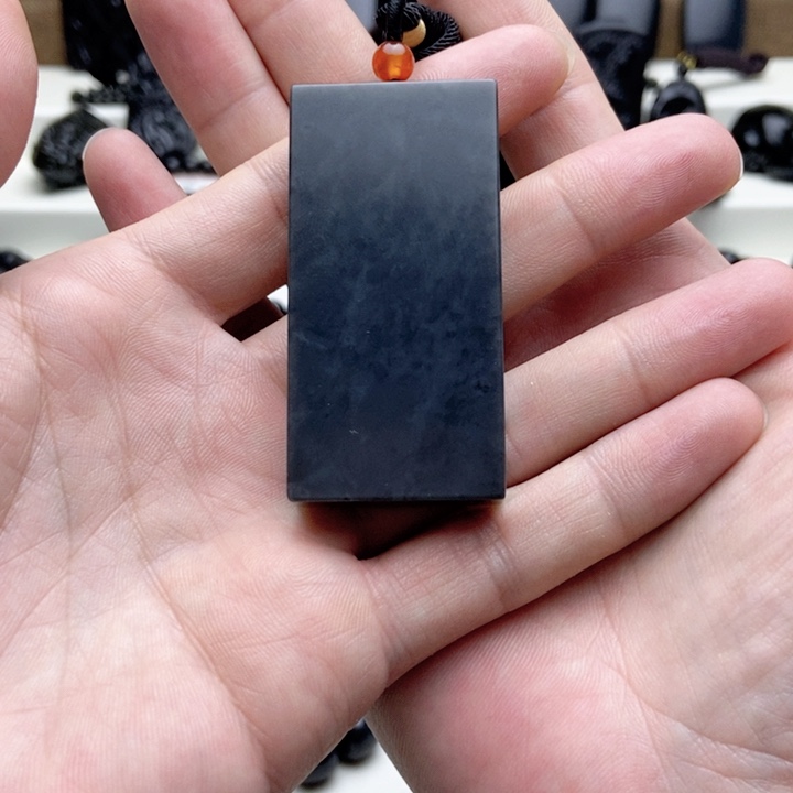 未镶嵌手链和田玉（墨玉）三六无事牌