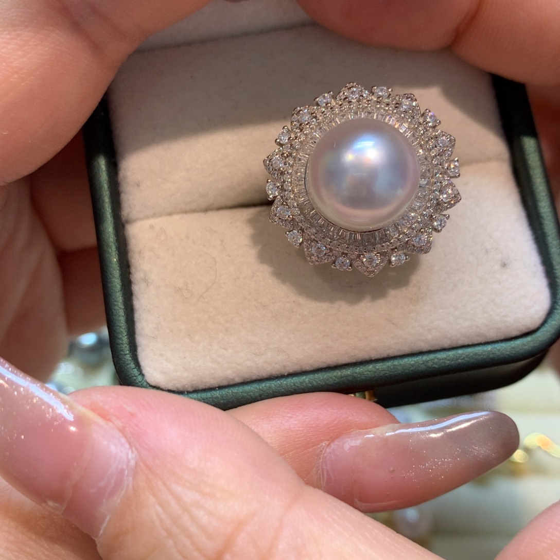 海水珍珠戒指银S925镶嵌