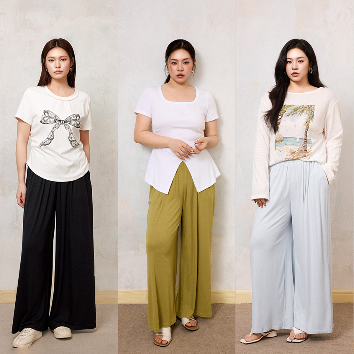 【折扣款】PLUSMALL 山本凉凉裤 针织宽松捏褶直筒休闲裤PM2503120