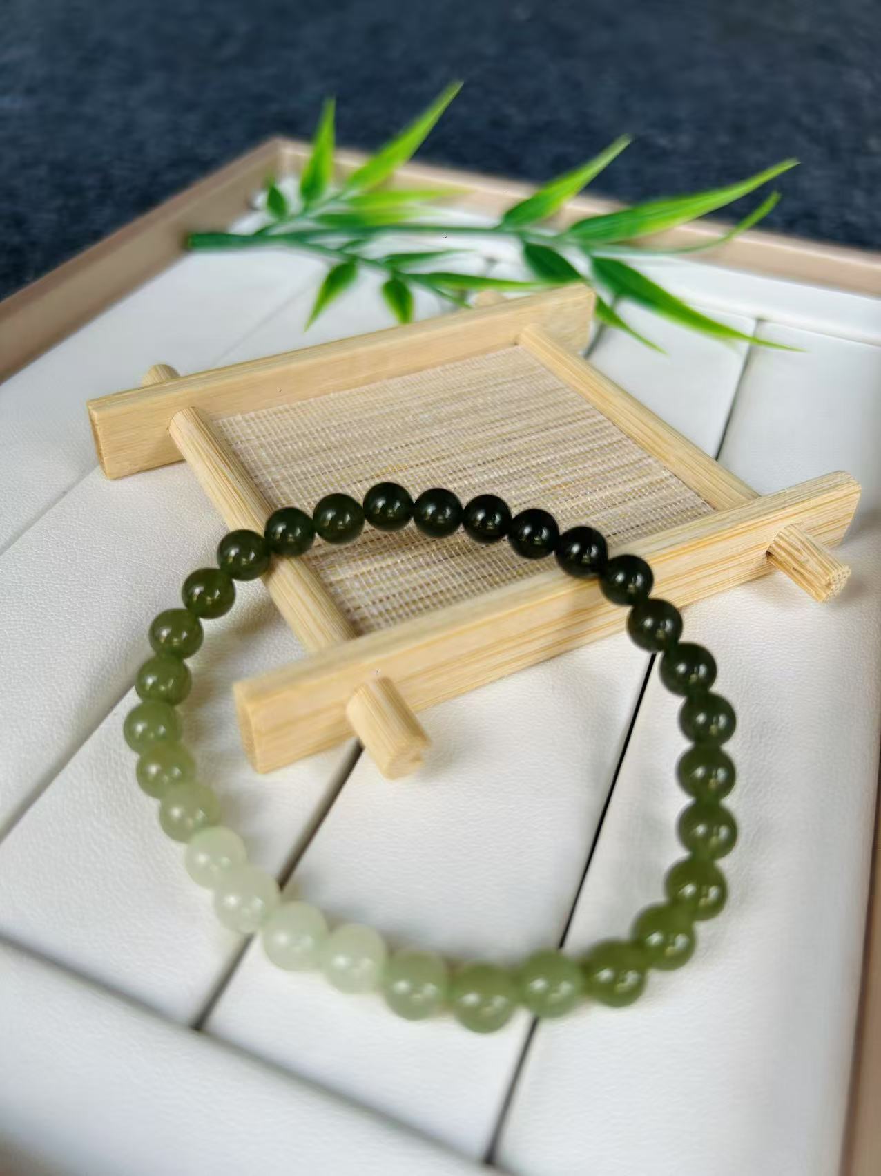 天然和田玉湖水绿渐变手串卡6颜色微差拍一发一