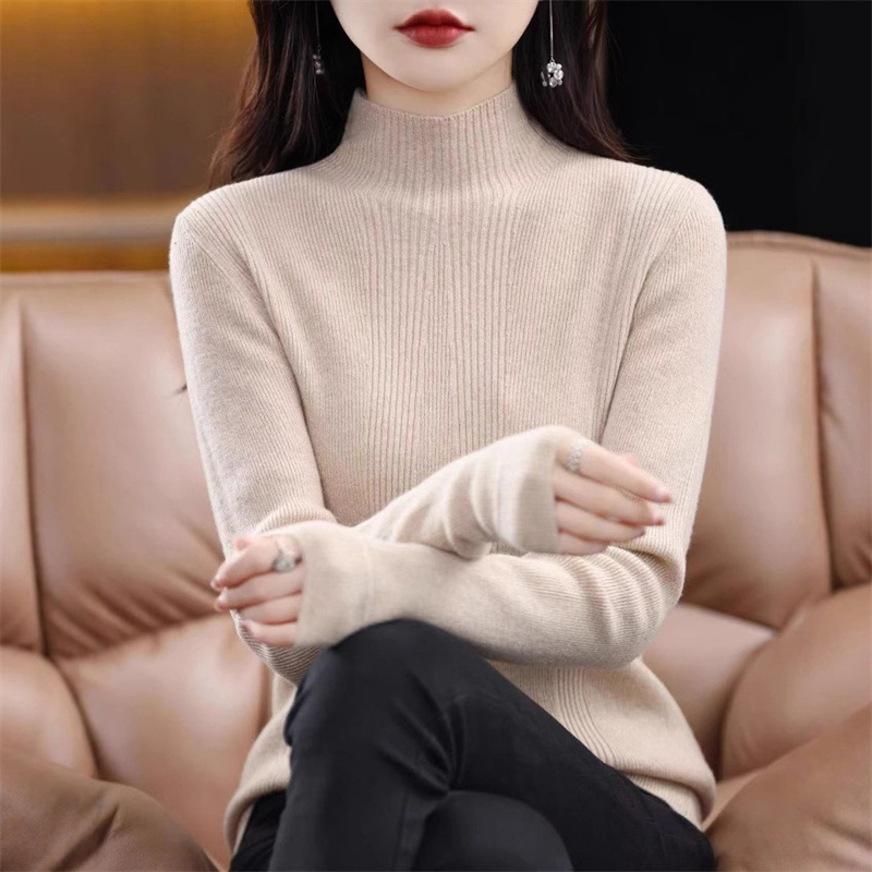 羊毛衫女士秋冬款针织毛衣女羊绒衫半高领长袖内搭休闲时尚百搭厚