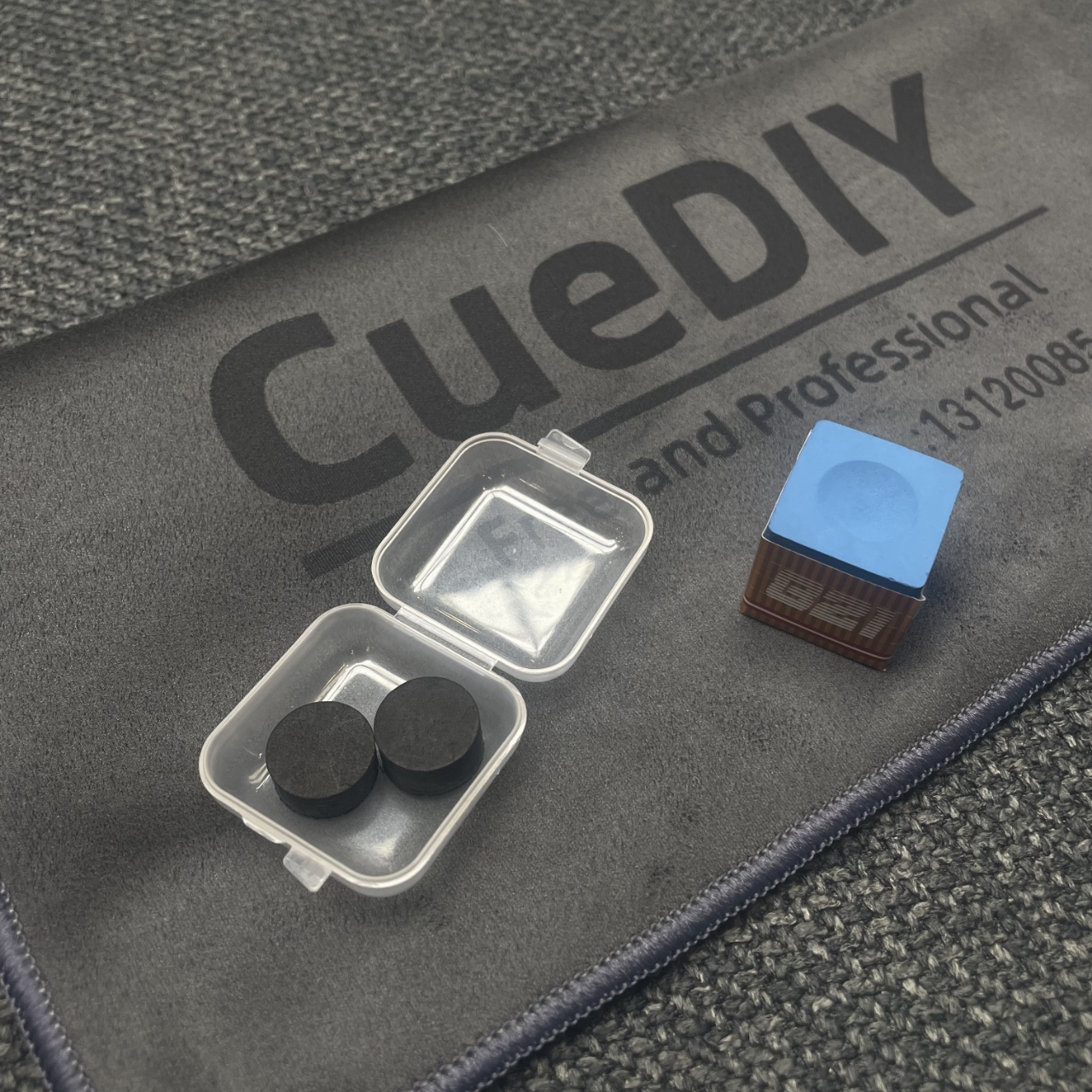 大头晋级套装台球配件 CueDIY对标黑卡姆皮头两颗+821巧克+毛巾