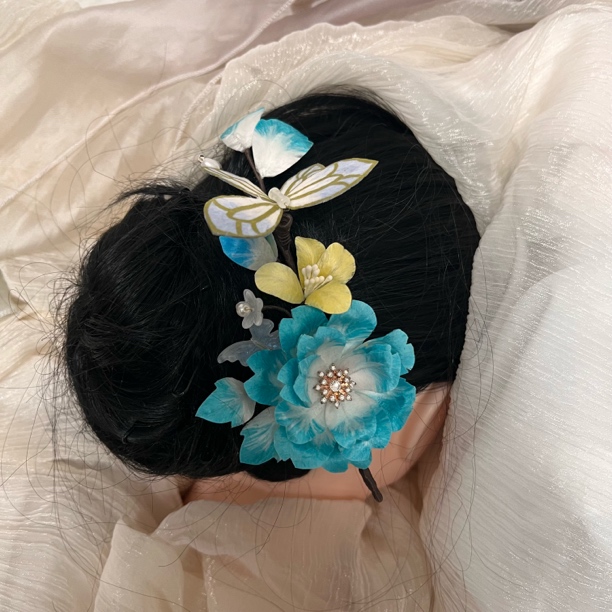 春亦归古风发饰绒花发簪 手工制作默认微瑕