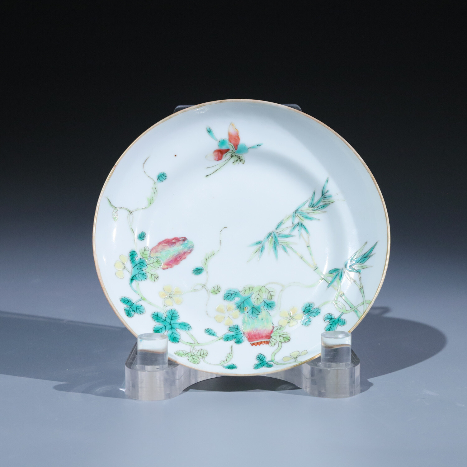 （官）清光绪 粉彩过墙癞瓜纹折腰赏盘-M25KF001C56