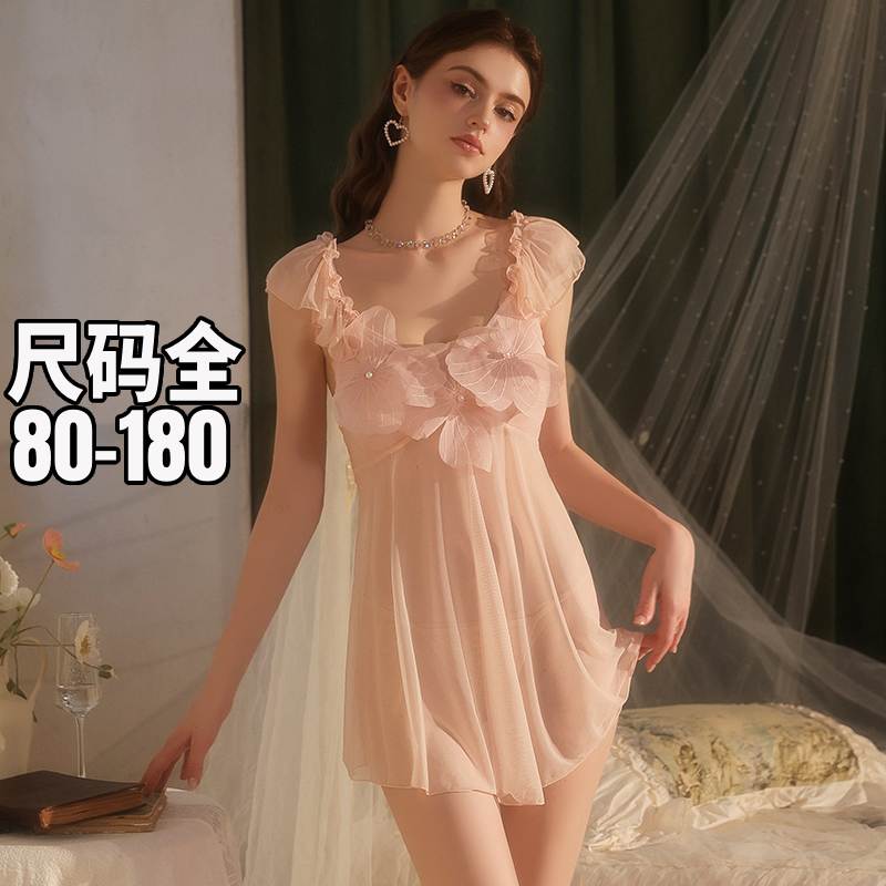 大码睡裙薄款女吊带夏季家居服甜美性感蕾丝法式私房睡衣2025新款