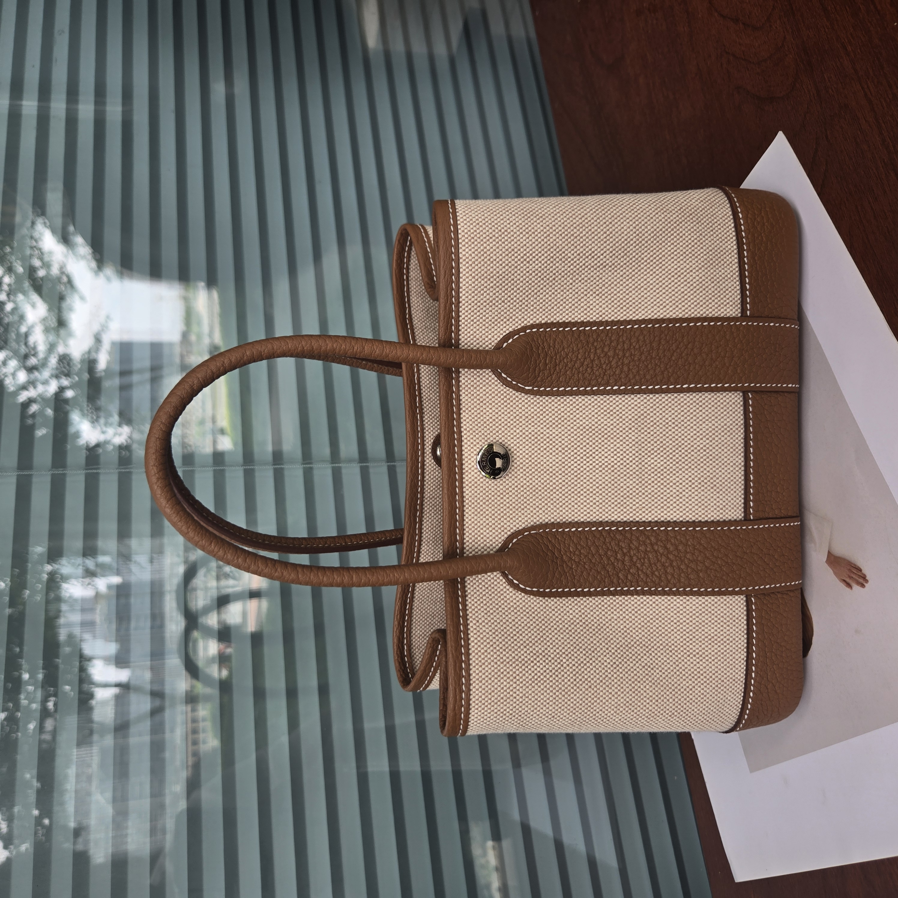 未使用 Hermes/爱马仕 金棕mini garden花园23手提包K刻全新全套