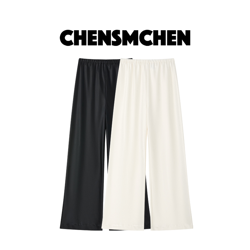 CHENSMCHEN【琉璃】醋酸缎光斜裁休闲舒适百搭双色gala裤CMK5192MX