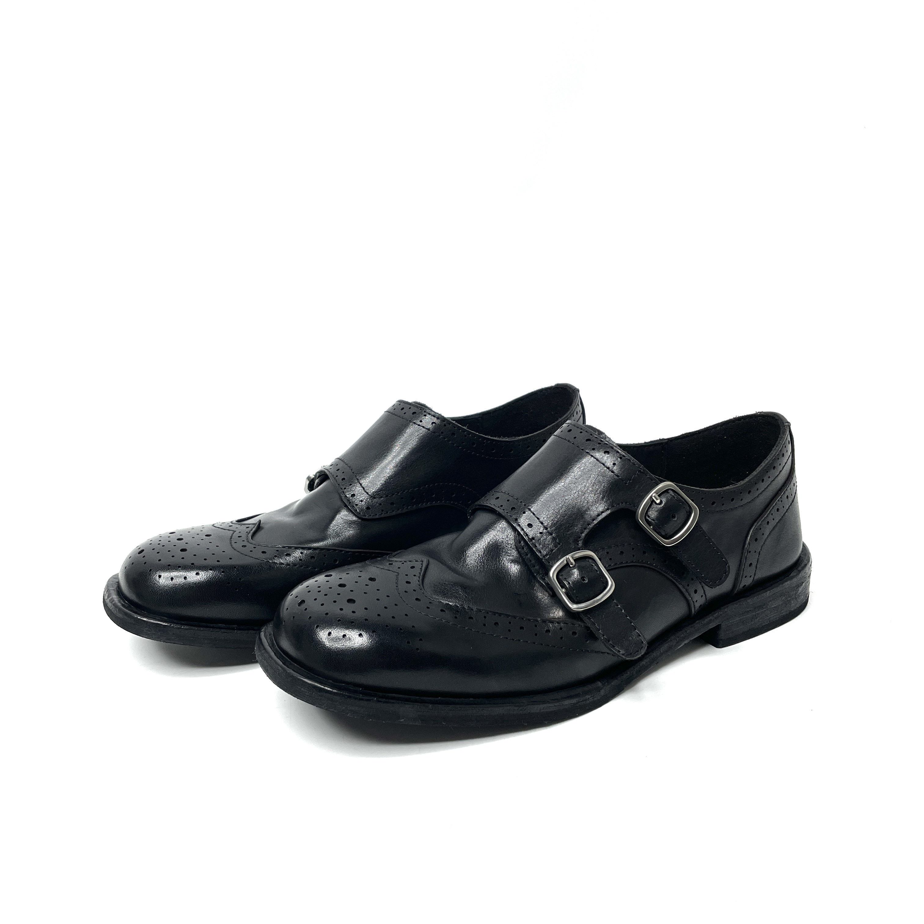 2025春季新款水洗马皮双排扣乐福鞋英伦风布洛克舒适单鞋女0729-3