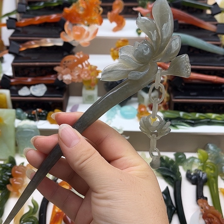 未镶嵌蛇纹石玉岫玉发簪