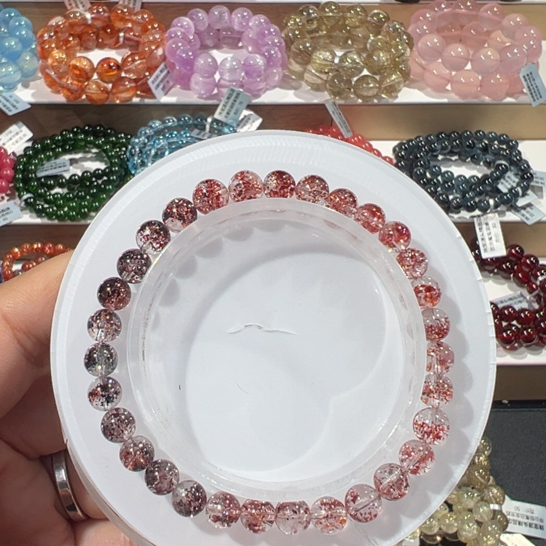 水晶手串未镶嵌高品毒液金草莓6.3mm