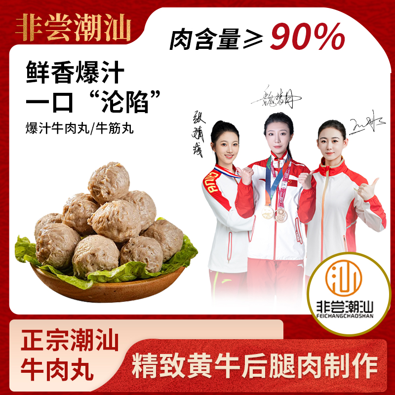 非尝潮汕牛肉丸正宗汕头牛筋丸正宗手工打4斤10包火锅丸子爽口q弹