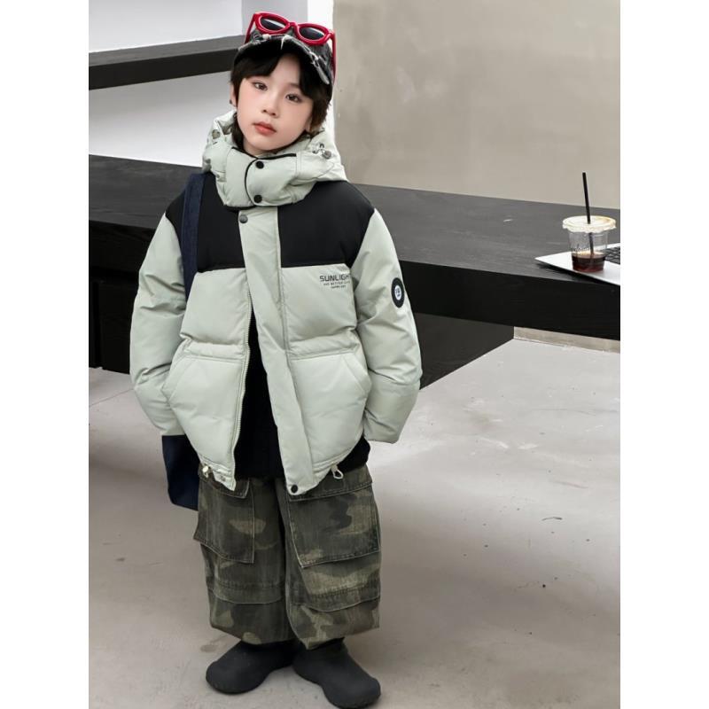 【HY】2025年冬季新款亲子中大童连帽款保暖中长款韩版羽绒服805