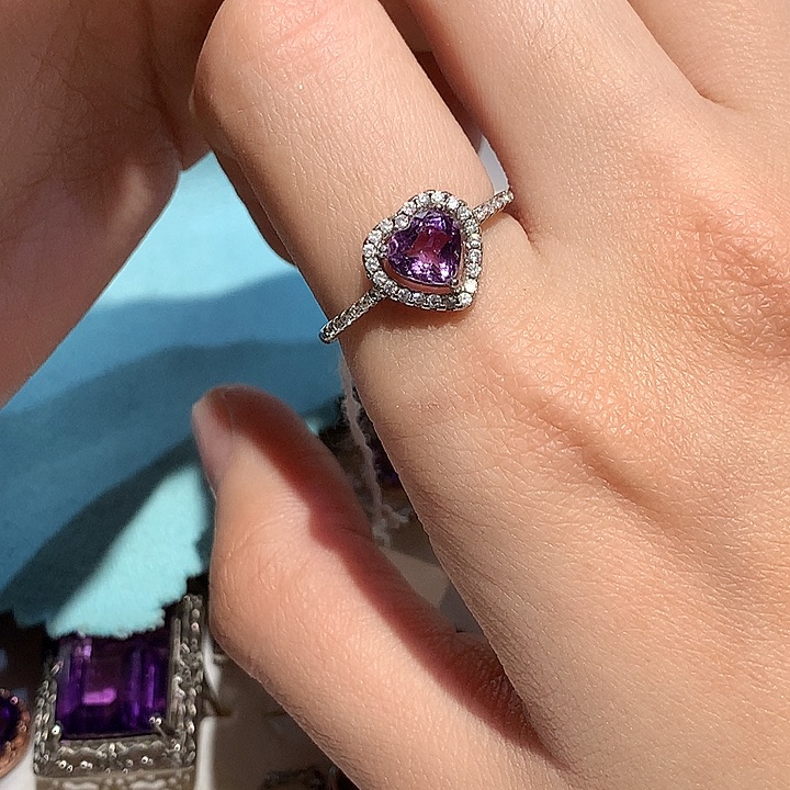 紫晶戒指银S925镶嵌