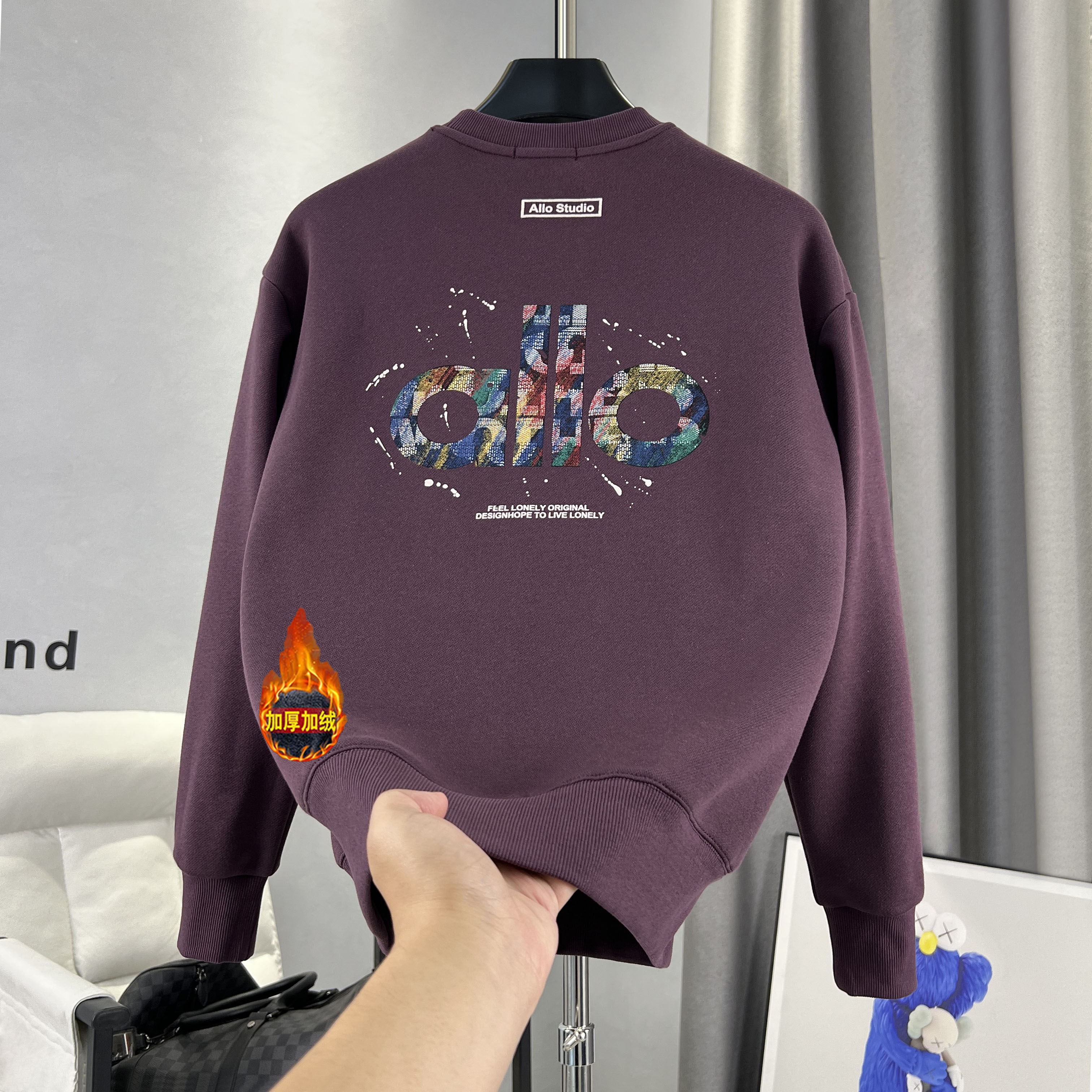 男士2025秋冬时尚潮款男百搭轻奢保暖印花圆领长袖卫衣【57605】