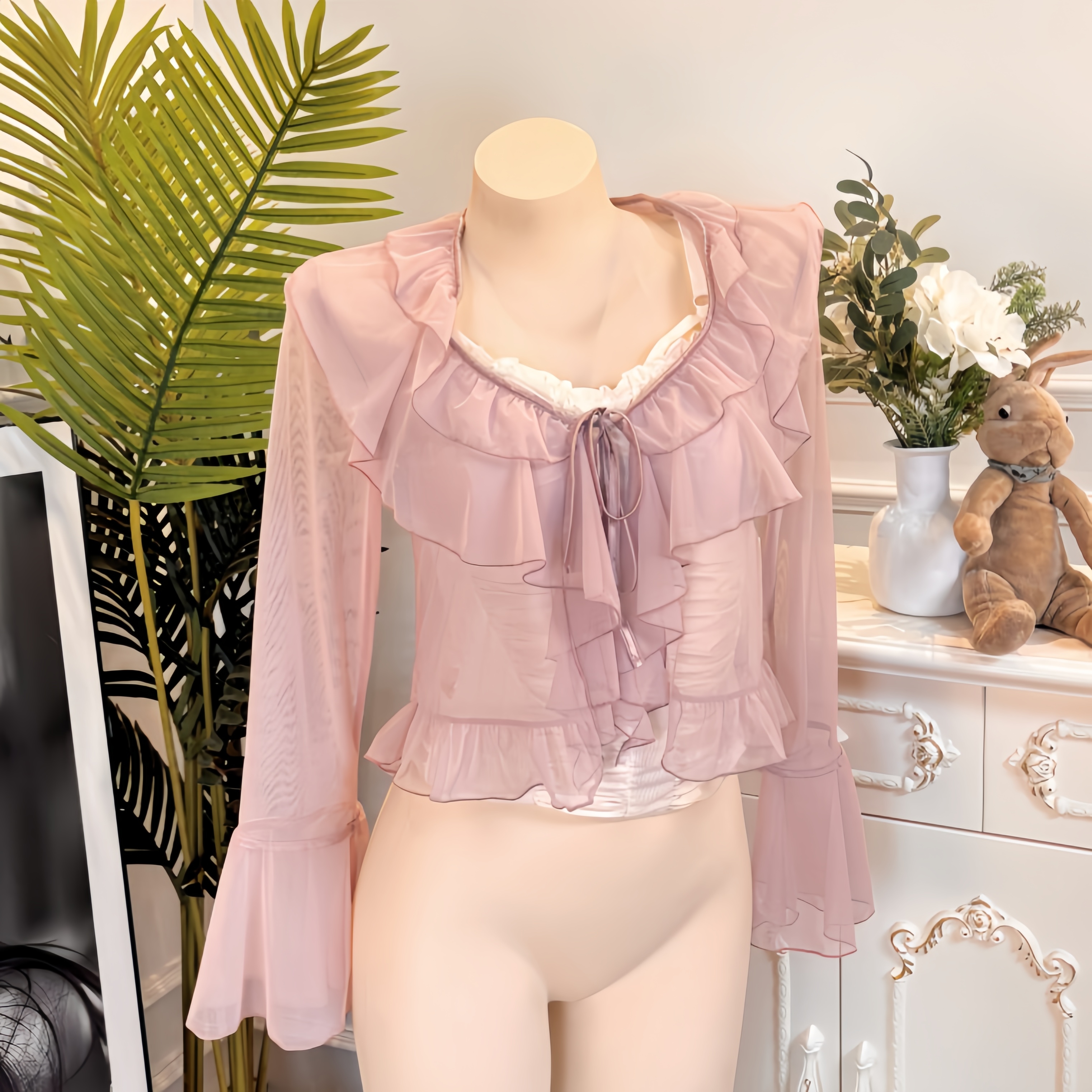 【桃之夭夭】纯欲网纱短外衫，大码胖MM披肩遮肉显瘦，性感女夏季百搭