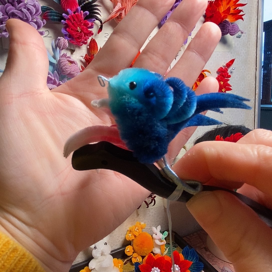 非遗绒花发夹发簪