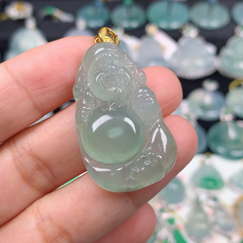 【闪购商品】翡翠颈饰18K金镶嵌W*X财神