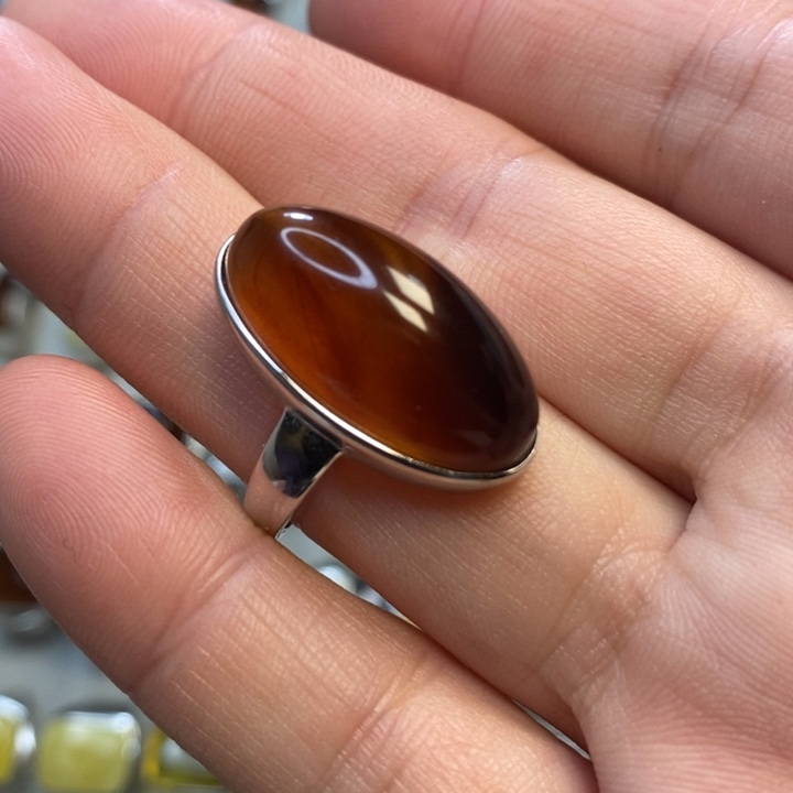 琥珀银S925镶嵌戒指