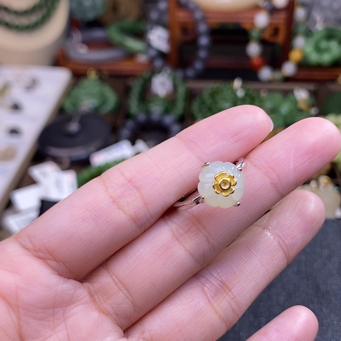 和田玉925.银清货价戒指未镶嵌