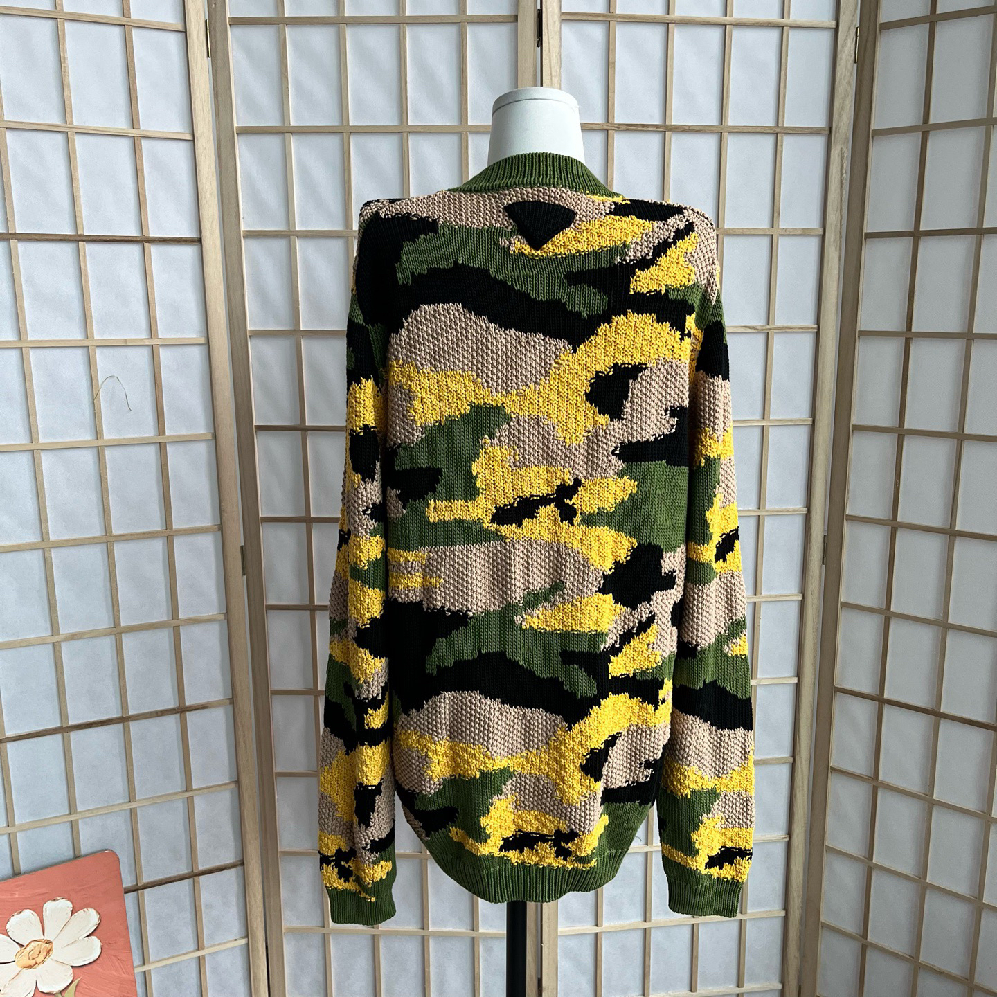 99新 Prada/普拉达 99新绿色迷彩长袖休闲针织毛衣