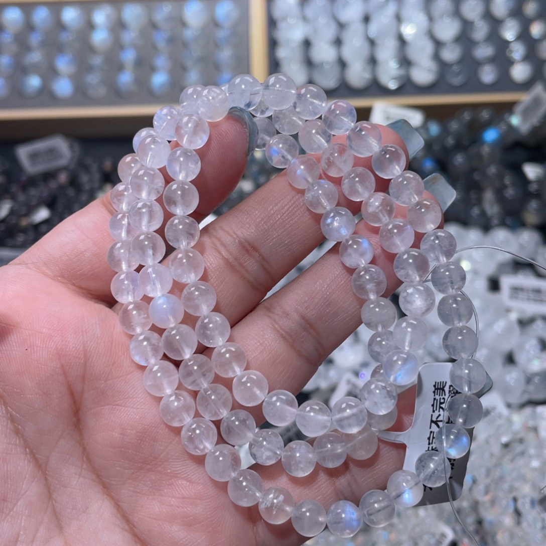 未镶嵌手链长石蓝月光手链多圈6mm+ 捡漏价