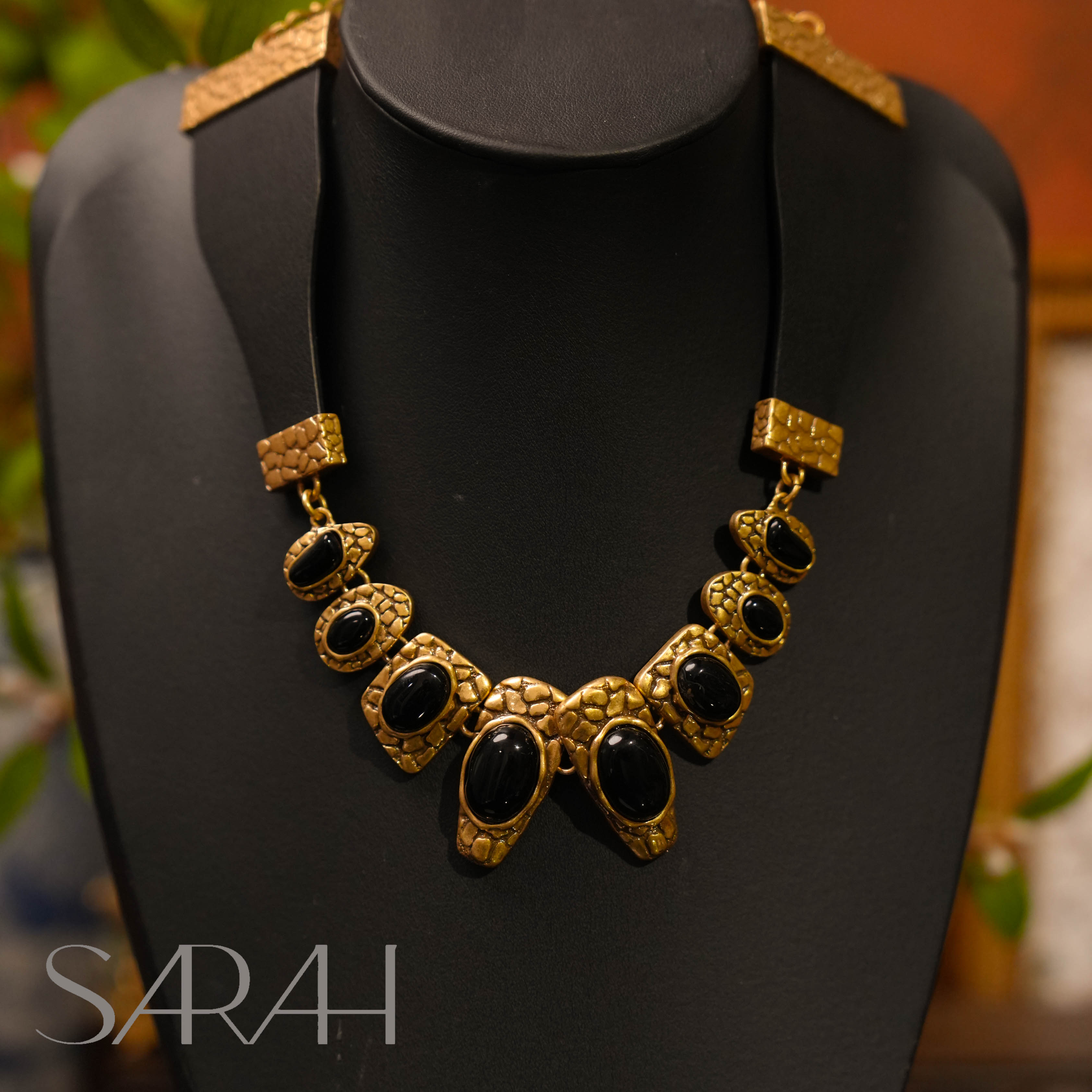 纯铜石英石项链 DearLisa.精工系列 复古黑金色系重工短项链