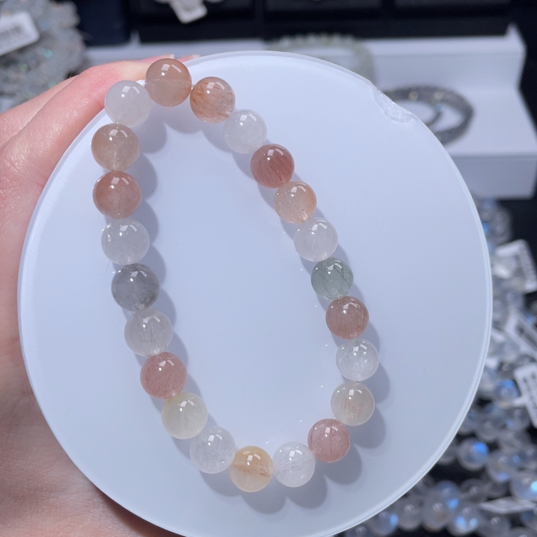 水晶未镶嵌手链入门级彩兔毛8.5mm