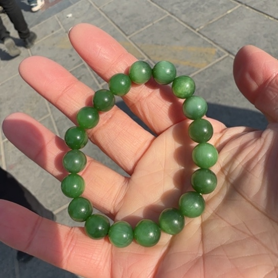 和田玉手链未镶嵌卡10俄罗斯难忘