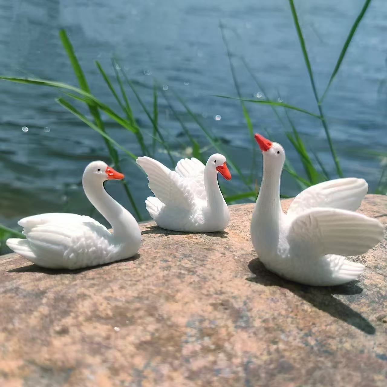 唯美白天鹅花盆园艺多肉微景观盆景苔藓鱼缸造景摆件园林庭院