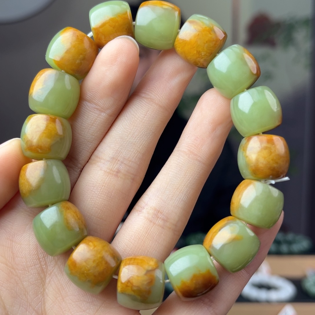 和田玉手链未镶嵌用****7手串纯天然河磨玉14mm