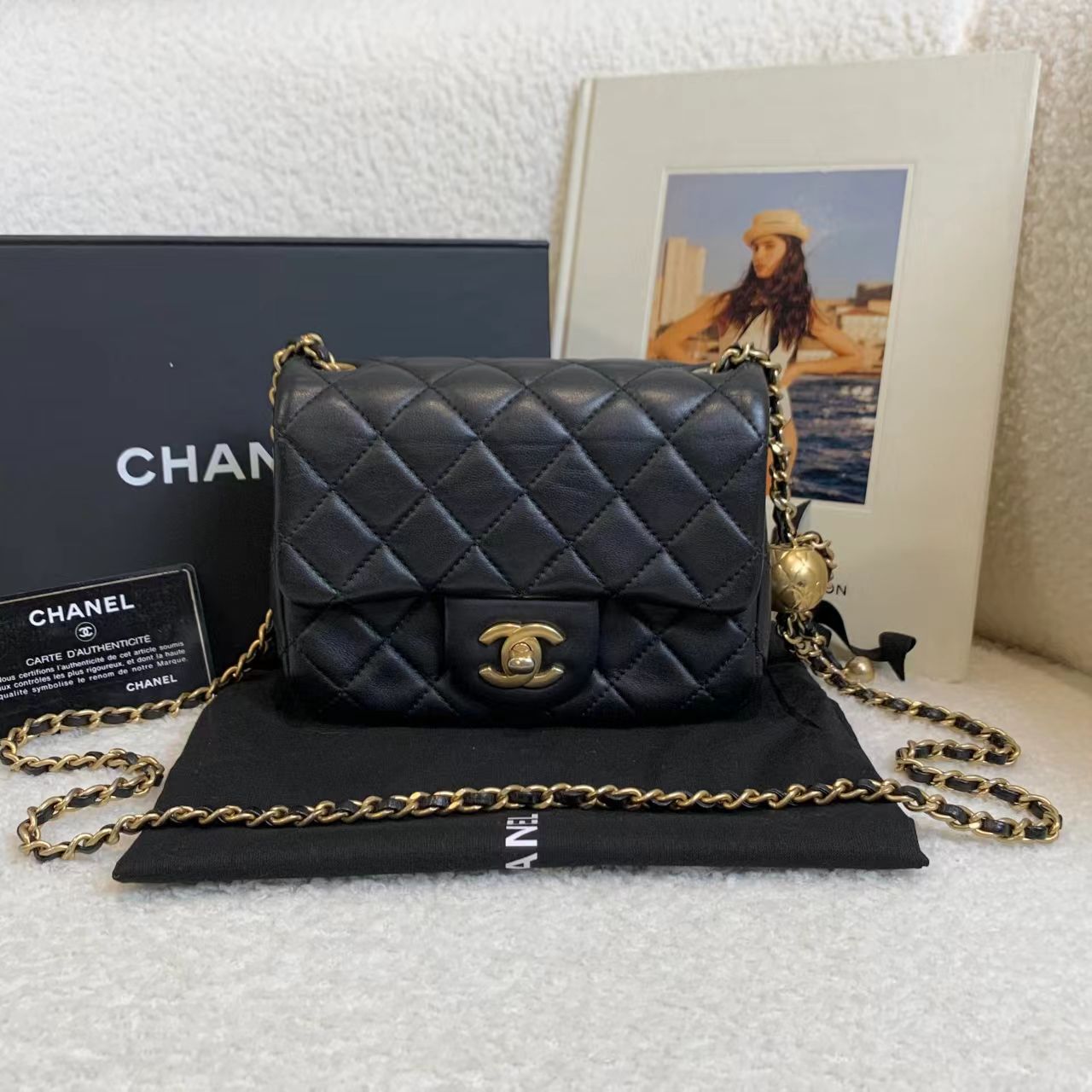 99新 Chanel/香奈儿 壹臻/ 21C黑金羊金球方胖子30开 56922139