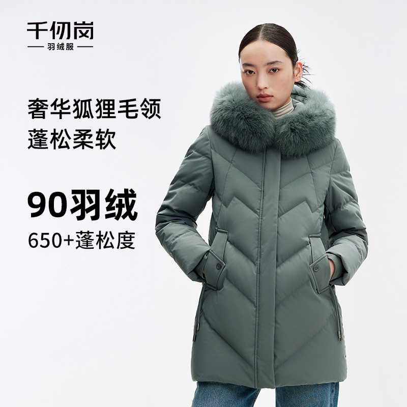 新款奢华蓬松柔软狐狸毛领百搭羽绒外套Y299310B