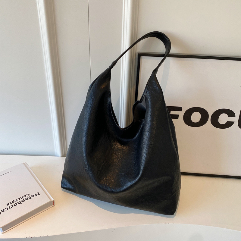 韩系慵懒风大容量包包女士2025新款复古百搭单肩包休闲通勤托特包