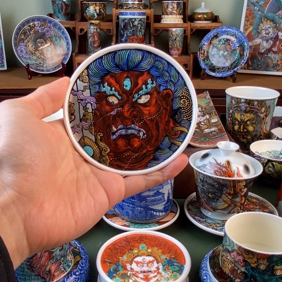 手工手绘不动明王盖置