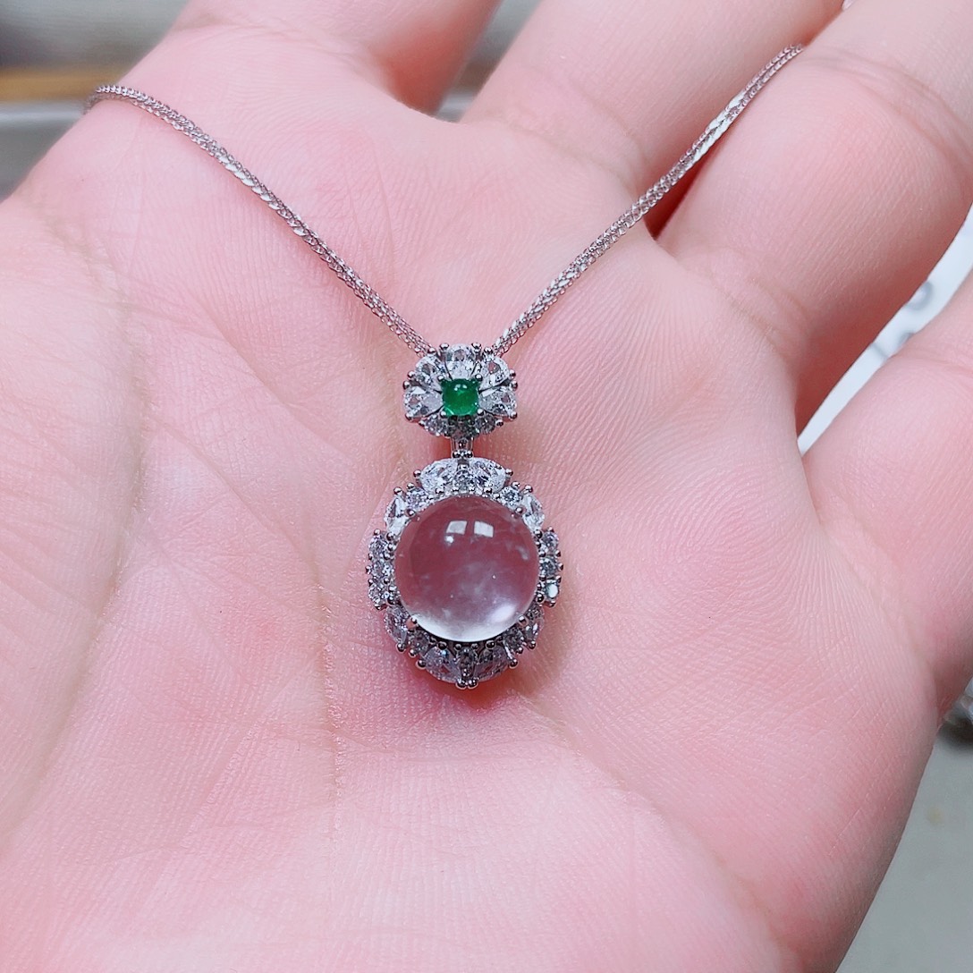 吊坠925银锆石蛋面高冰