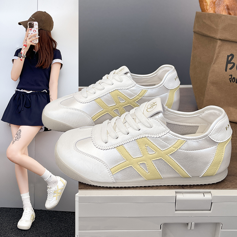 厚底德训鞋韩版百搭时尚休闲鞋学生夏季银色系带小白鞋增高